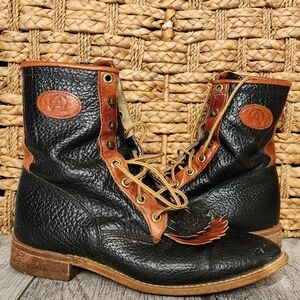 Vintage Ladies Black Lacer Roper Western Boots